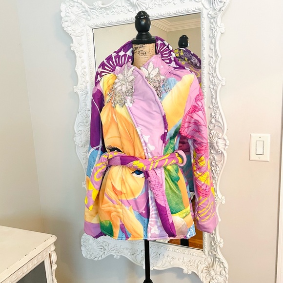 SALE TINKERBELL Neverland Handmade Reconstructed Comforter Belted Jacket - Picture 1 of 8